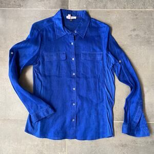 Calvin Klein S‎ Cobalt Blue Linen/Rayon Button Front Shirt